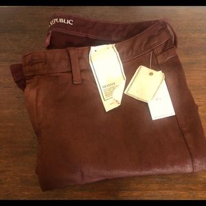 Banana Republic NWT 31L 5 pocket skinny jeans red coated ski oxblood